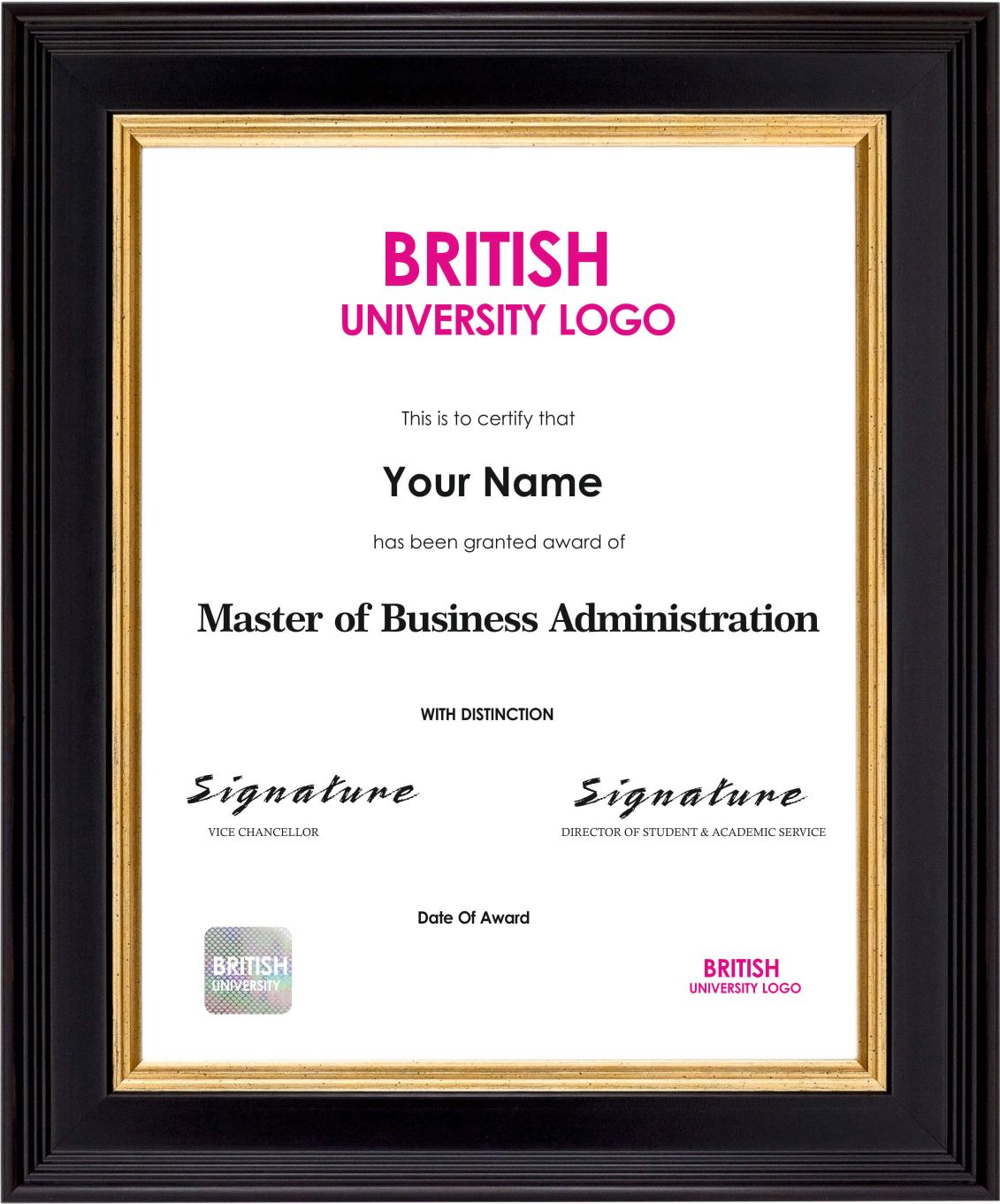 MBA Sample Certificate